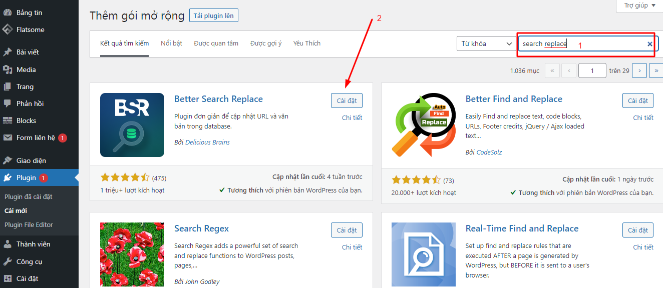 Hướng dẫn TÌM và THAY THẾ dữ liệu trong Webiste WordPress bằng Plugin Better Search Replace